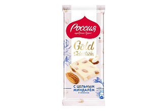 Шоколад белый Gold Selection цельный миндаль 80 гр Россия
