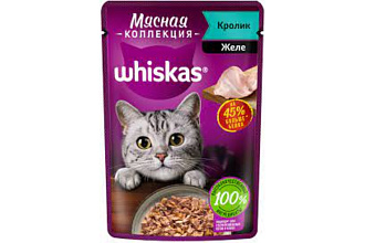 Корм влажный 75гр. д/кошек Кролик в желе Whiskas