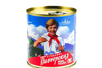 Молоко цельное сгущенное с сахаром 380гр Пионерская ж/с крышкой