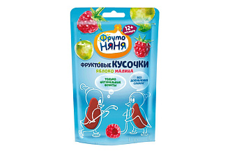 Детское питание Фруктовые кусочки яблоко малина 15г Фрутоняня