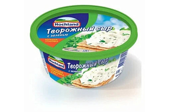 Сыр творожный с зеленью 60% 140гр пл/в Хохланд