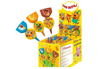 Карамель на палочке Три кота с игрушками 20гр HAPPY BOX