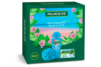 Набор подарочный PALMOLIVE гель+мыло+пуфф Гармония души
