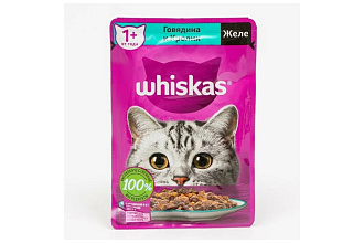 Корм влажный 75гр. д/кошек желе Говядина Кролик Whiskas